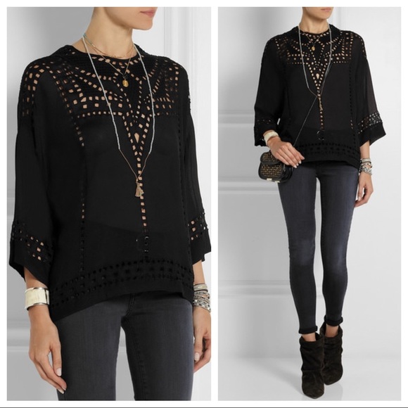 Isabel Marant Tops - Isabel Marant Etoile Ethan Eyelet Silk Top